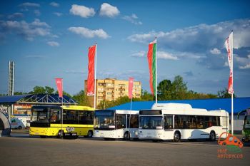 3 автобуса МАЗ на выставке 2015